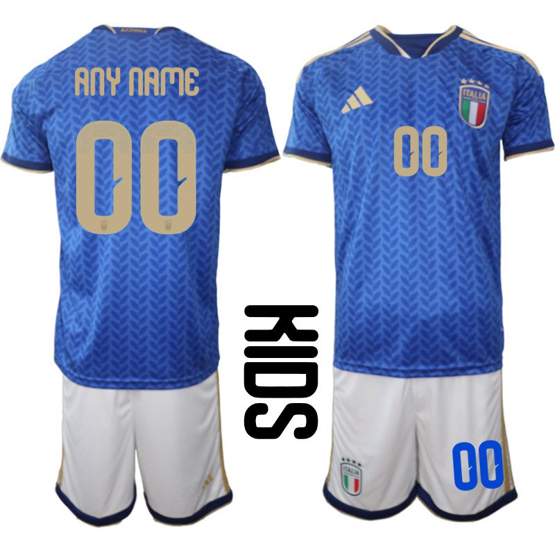 Youth 2026 World Cup National Team Italy home blue customized Soccer Jersey->->Custom Jersey